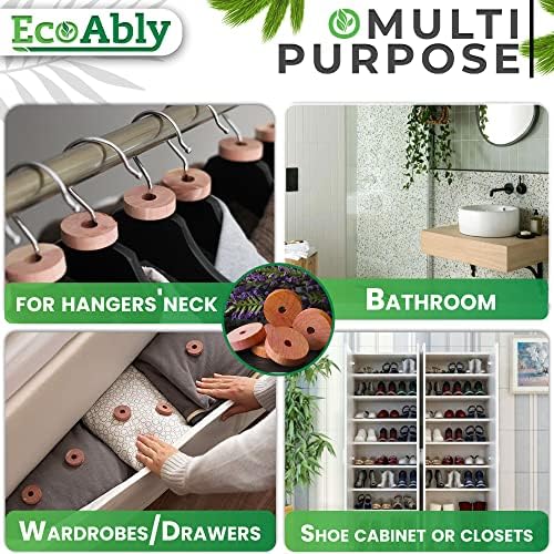 EcoAbly Cedarwood Moth Repellent for Wardrobes 48 Pc, 100% Natural & Ecofriendly Anti Moth Products Wardrobe with 2x1in Sandpapers & 2x Cotton Bags, Alternate to Moth Killer for Wardrobe & Cedar Balls