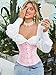 Alivila.Y Fashion Womens Vintage Brocade Underbust Boned Corset Waist Trainer 2686-Pink-2XL