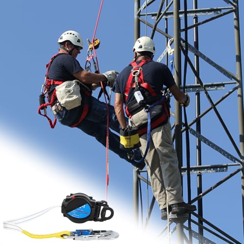 Image of Self Retracting Lifeline, 1.6M Telescopic Fall Protection Roofing Safety Heavy Duty Snap Hook Harness Anti Quick Action Braking System Restraint Device Retractable Lanyard Outdoor Work Equipment