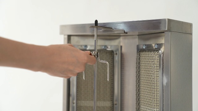 2 Brenner Gas Edelstahl Döner Kebab Maschine, 3000W Elektrischer Vertical Shawarma Broiler Machine 360° Drehbar Für Hausgrillpartys, Camping im Freien – Bild 8