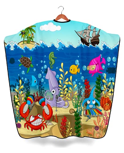 Barbermood Barber Cape de coiffeur pour enfant 90 x 120 cm, imperméable, perméable à l'air, réglable, lavable Cover