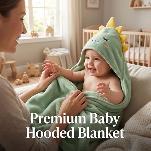 Personalized Baby Bath Towel for Newborn – Custom Animal Hooded Towel with Embroidered Name, Soft Coral Fleece Blanket for Toddlers 1-3, Highly Absorbent Bathrobe Blanket Gift for Boys & Girls — view 3