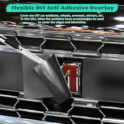 Image of Compatible with Bowtie Emblem Wrap Kit GMC Logo Overlay Vinyl Wrap with Squeegee and Cutter (9PCS Pure Black)