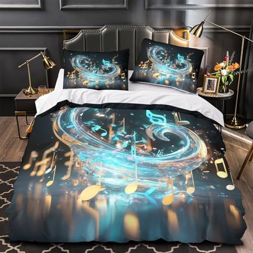 Parure de lit notes musicales hypoallergique contre allergies acariens - 2