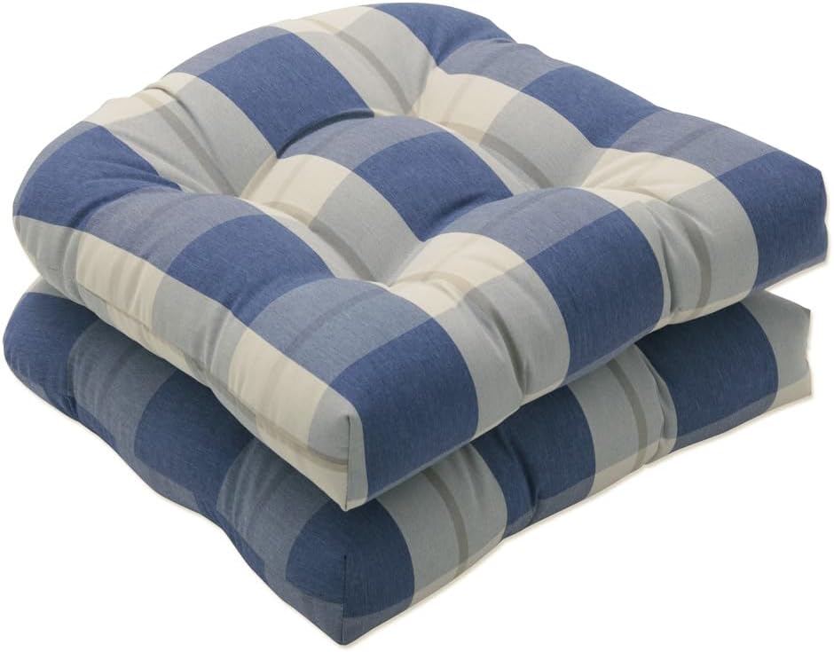Pillow Perfect Outdoor/Indoor Anderson Matte Tufted Seat Cushions (Round Back), 19" x 19", Black, 2 Pack