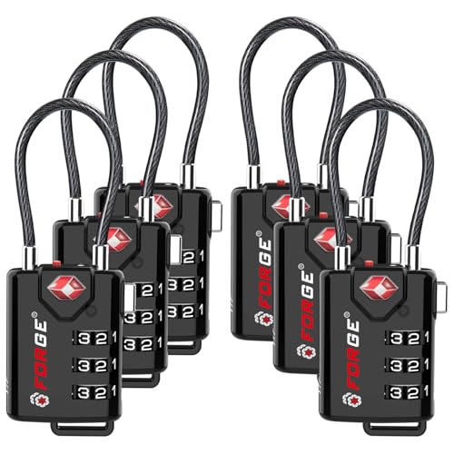 Open Alert TSA Approved Luggage Locks, 6 Pack, Easy Read Dials with Alloy Body.