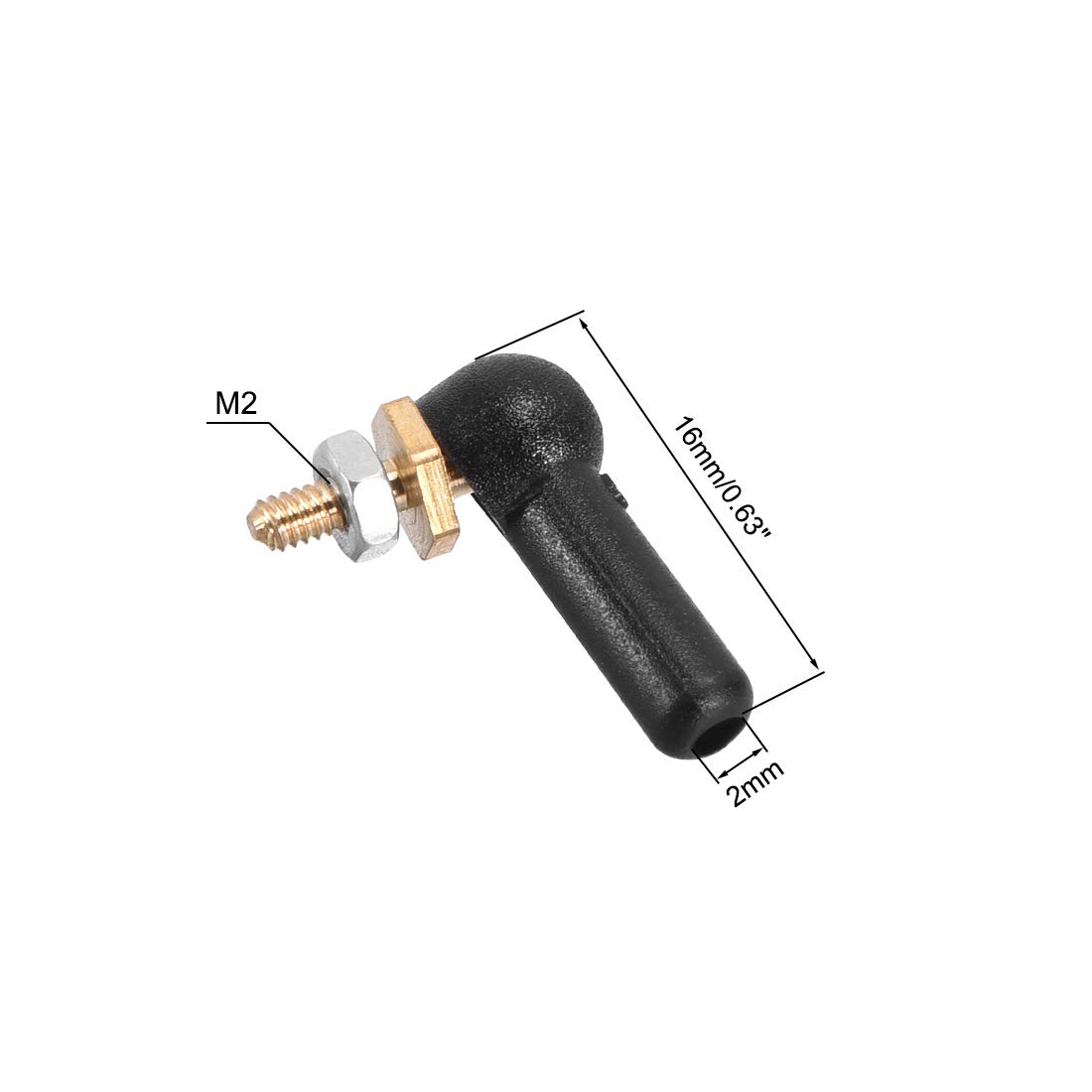 sourcing map 10 PZ 2mm/M2 Raccordo End Tie Rod End Metallo Testa A Sfera Nero per RC Barca Auto Aereo Robot