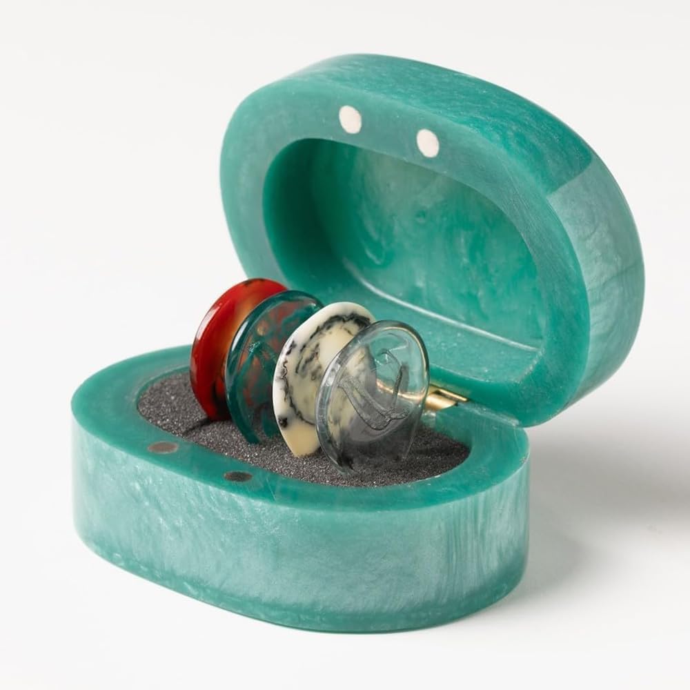 Wambooka Artisan Resin guitar Picks Set with Mother-of-Pearl/Emerald Case Ultra-Light Thick Guitar and Bass Picks Luxury Box (Emerald)