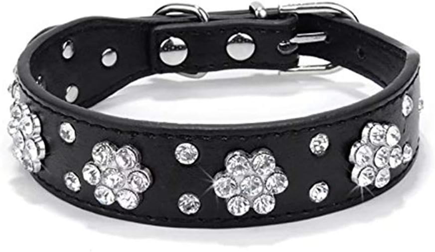 Haoyueer Rhinestone Dog Collar, Cute Flower Rhinestone Cat