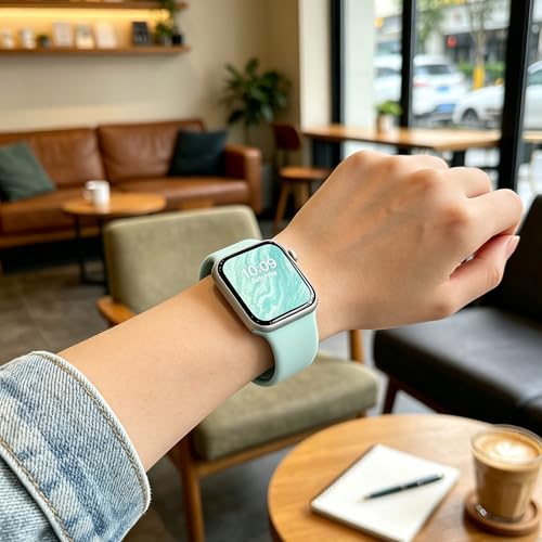 Image of Bands Compatible with Apple Watch 38mm 40mm 41mm 42mm 44mm 45mm 46mm 49mm,Soft Silicone Replacement Sport Accessory Strap Wristband for iWatch Series Ultra 11 10 9 8 7 6 5 4 3 2 1 SE Women Men Seafoam