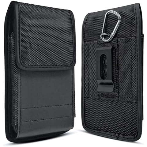 Meilib Cell Phone Holster for Galaxy S24+ Plus, S23+, S22+ Plus, S21+, S20+, S10+, S9+, A53, A52, A51, A50, Belt Holder Case with Clip, Carabiner, ID Card Pouch Cover (Fits Phone with Otterbox Case) Cover