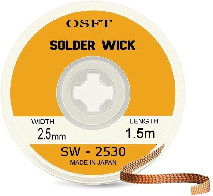 Image of Solder Wick Braid Copper Wire with Flux I Desoldering Wire I Solder Sucker I Solder Remover I Soldering Iron I Solder Braid for Circuit Board (2.5mm x 1.5m) Pack of 1