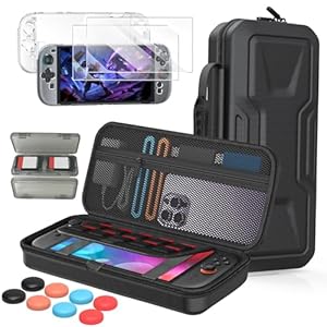 All in One Accessories Case Bundle for Nintendo Switch 2 2025, Portable Carrying Case &Clear Hard Cover, Screen Protector, Thump Grip, Game Card Slot, Travel &Storage for Switch Skin Protector Set