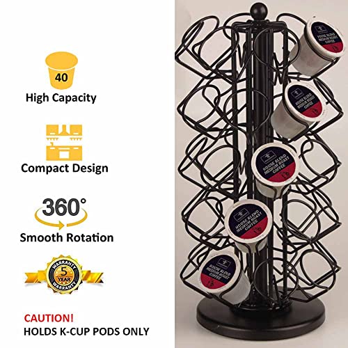 BLACKSMITH FAMILY K Cup Holders,K Cup Holder, K Cups Holder,K Cup Carousel, Coffee Pods Holder Storage Organizer Stand,No Assembly Required,Black (Deluxe Version,40 Pods Capacity) by BLACKSMITH FAMILY - Image 3