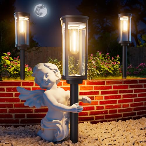 ALFIOT Solar Pathway Lights Outdoor Warm White 8-Pack Waterproof IP65, Auto On/Off Solar Powered...