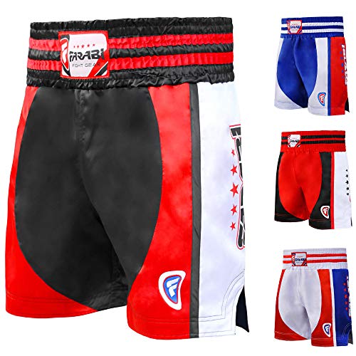 FARABI Pantaloncini da Boxe, Mix Arti Marziali Raso di Seta Tronco Training, Adulti e Bambini Taglia (Nero/Rosso, XS)