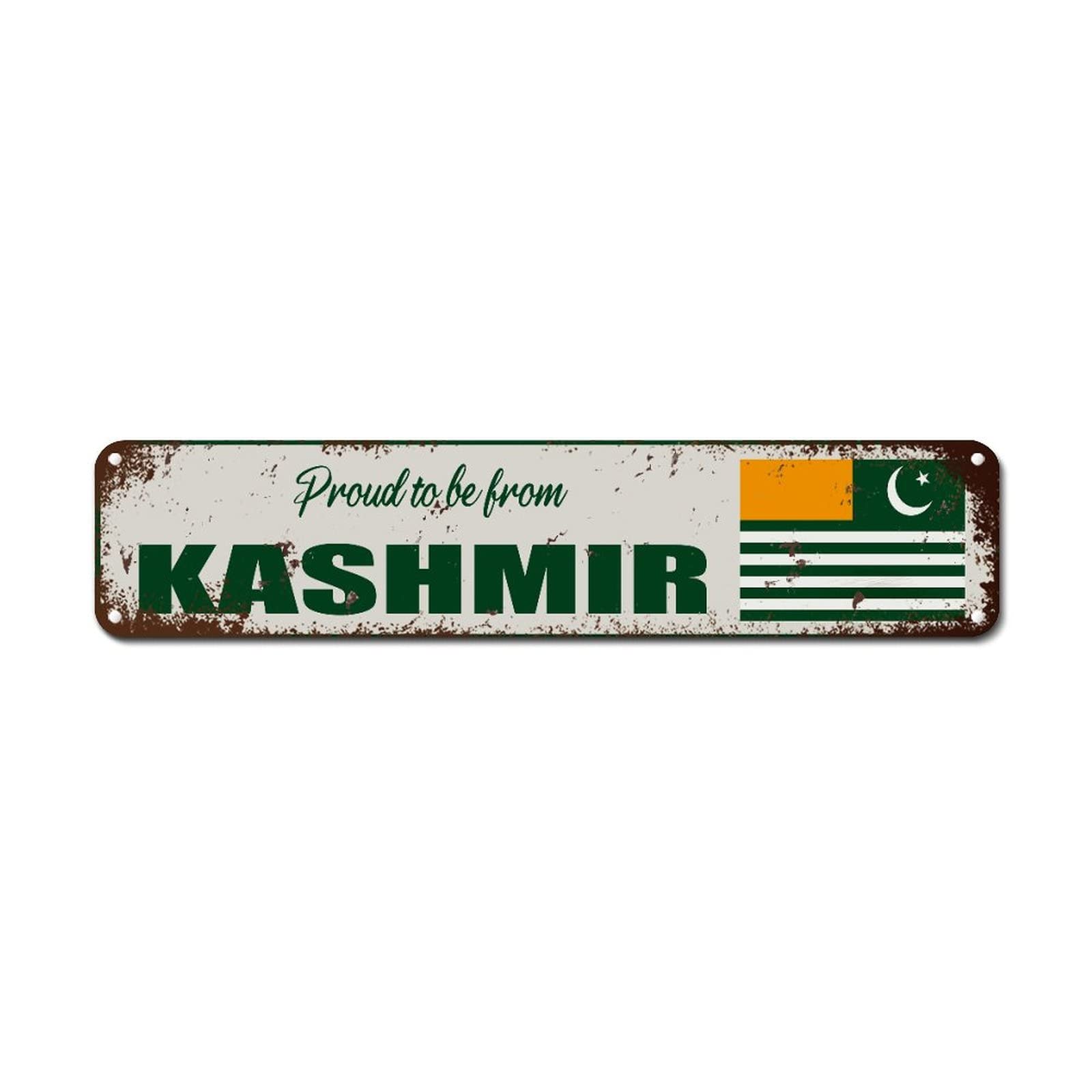Woguangis Kashmir Proud To Be From Wall Decor Metal Sign Souvenir Gift Retro Metal Wall Hanging Sign National Country Flag Travel Gift Metal Sign For Front Porch Garden Outdoor 18X4in
