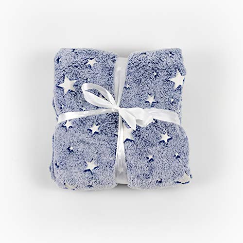 Modernmade Glow In The Dark Blanket | Super Soft Cozy Galaxy Blanket For Kids & Adults | 50" X 60" | Night Sky Blue #TOP1