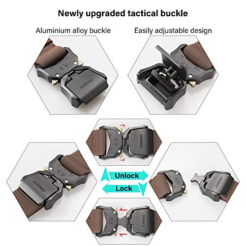 Image of JUKMO Tactical Belt, Military Hiking Rigger 1.5 inch Nylon Web Work Belt | Heavy Duty Quick Release Aluminum Alloy Buckle & Stretch Belt Strap