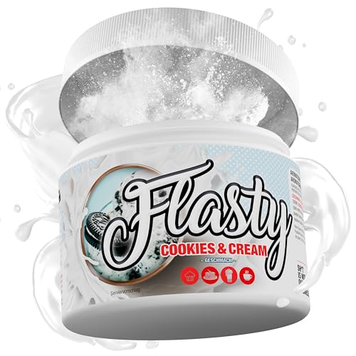 Flasty Geschmackspulver (Cookies 'n Cream) 1 x 250 g Kalorienarmes Flavour Pulver mit Nur ca. 7 kcal pro Portion bringt es Leben in deinen Quark, Joghurt und vielem mehr.