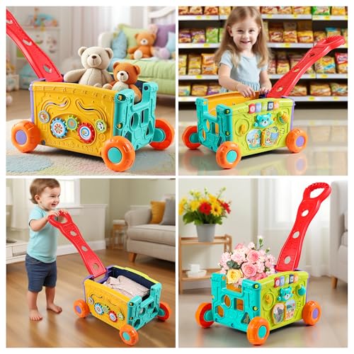 Didklom Baby Walker Musical Push Toy for Toddlers 18+ Months - Educational Activity Wagon with Building Blocks, Learning Walking Assistant with Adjustable Handle for Baby Boys & Girls by Didklom - Image 6