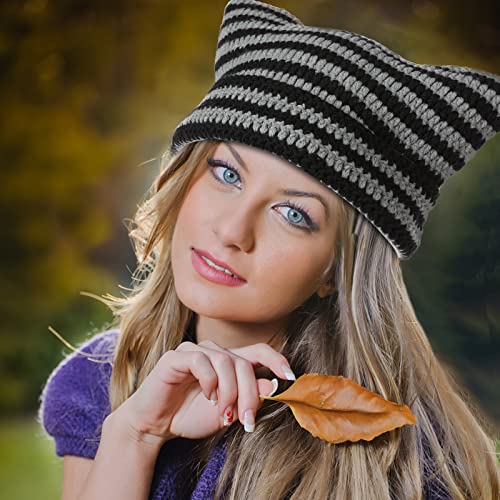 Crochet Hats For Women Y2K-Accessories Vintage Beanies Cat Beanie Fox Hat Grunge Accessories Knit Hat Winter Warm Little Devil Hat Slouchy Beanies For Women Girl #TOP3