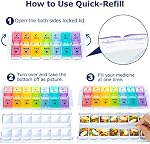 Weekly Pill Organizer 2 Times a Day Easy Fill Design, 7 Day Pill Box Am Pm with Push Button, Large Compartment Pill Container Medicine Organizer, Morning Night Pill Holder 14 Day for Fish Oil/Supplements