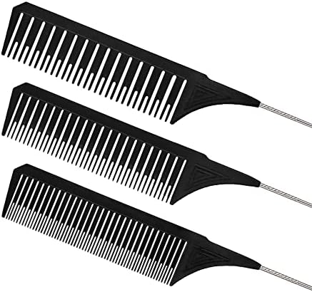 3Pcs Highlighting Combs Set Different Sizes Weaving Hair Combs Professional Rat Tail Combs Teasing Combs for Women Men Hair Styling Hair Salon