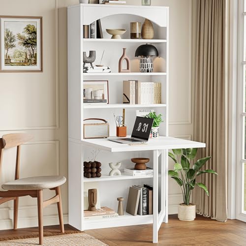 Einhomn Folding Desk with Storage, Space-Saving Foldable Convertible Writing Table,