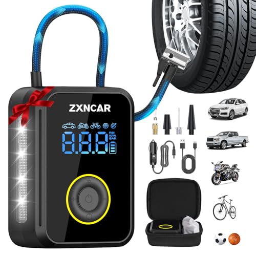ZXNcar 4X Fast Inflation Smart Tire Inflator Portable Air Compressor, Cordless Rechargeable Battery, 12V DC 200PSI Auto Air Pump for Car Tire Bicycle...