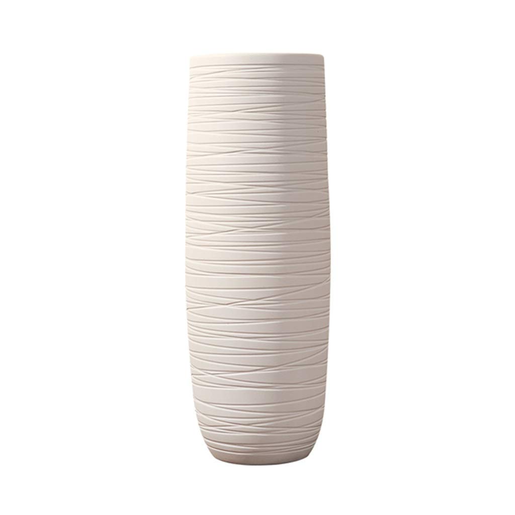 asdchZen Tall White Ceramic Vase Decoration Living Room Floor Flower Art Vase Large Flower Arrangement Porcelain Decoration Living Room Flower Arrangement Decoration Hotel Porch D