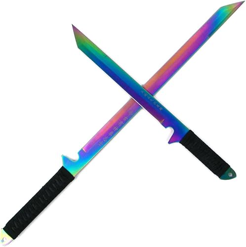 Whetstone Cubiertos Rainbow Blade Full Tang Ninja Espada Set con vainas