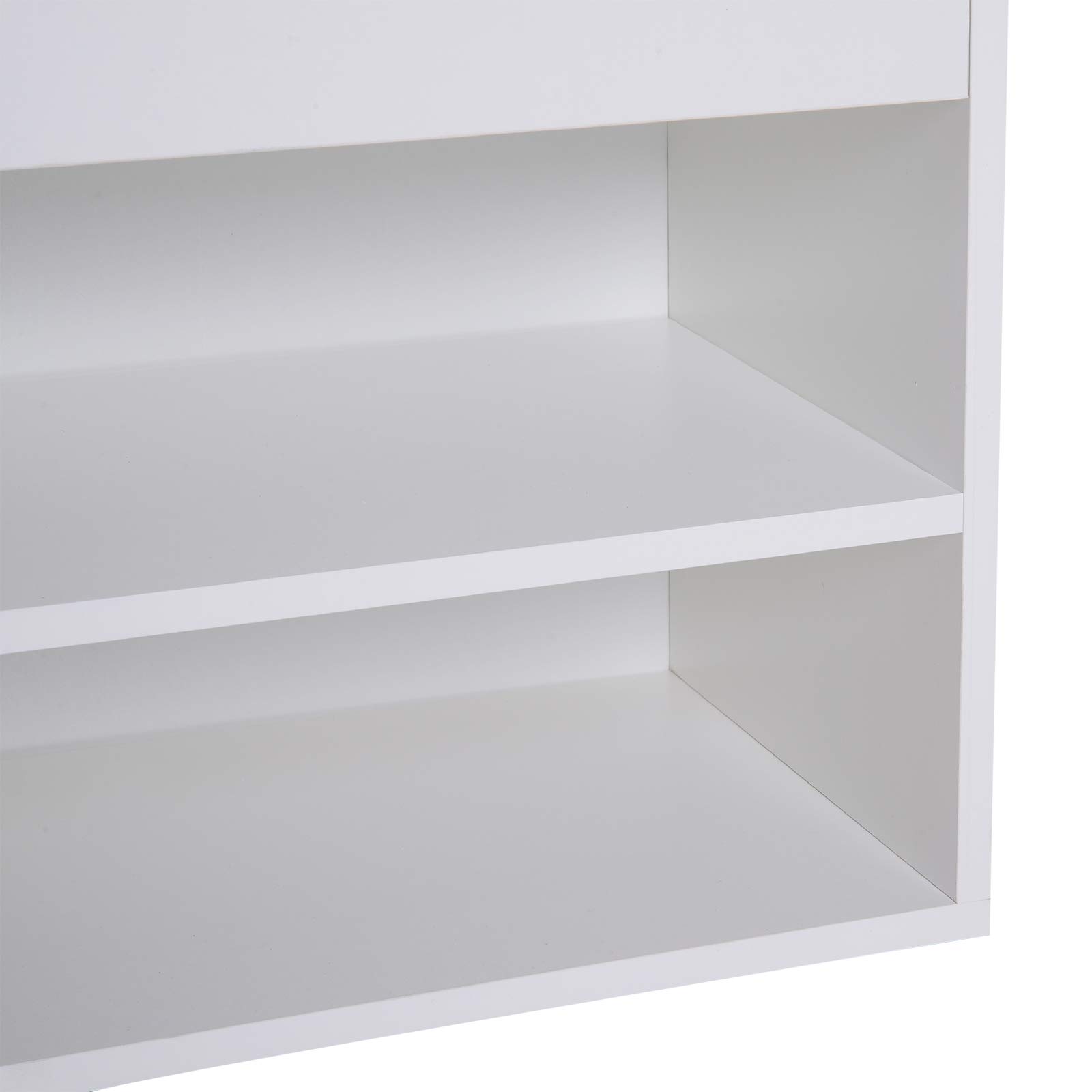 HOMCOM Banco Zapatero con Asiento Zapatero de Entrada Recibidor Moderno con Cajón Estantes Abiertos y 1 Cojín para Pasillo 80x30x47cm