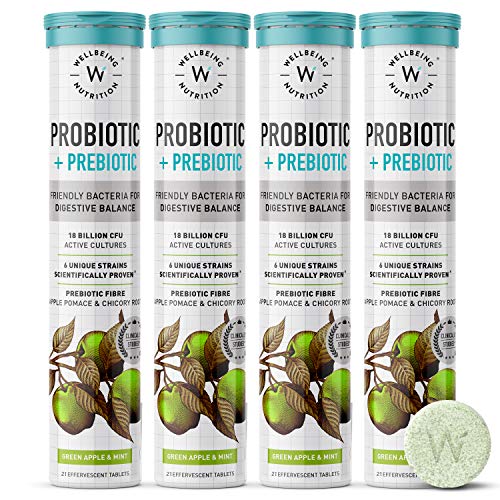 Wellbeing Nutrition Daily Probiotic + Prebiotic| Plant Based |36 Billion CFU, 6 Strains for Men & Women with Organic Prebiotic Fiber for Digestion, Gut Health, Metabolism | 21 Tabs(Pack of 4) Wellbeing Nutrition Daily Probiotic + Prebiotic| Plant Based |36 Billion CFU, 6 Strains for Men & Women with Organic Prebiotic Fiber for Digestion, Gut Health, Metabolism | 21 Tabs(Pack of 4)