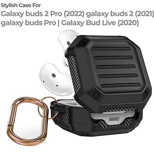 NEWTECHNO-Rugged-Armor-Cover-Case-for-Samsung-Galaxy-Buds-Pro2021Galaxy-Buds-2Galaxy-Buds-Live-2020-Oil-Resistant-Abrasion-Resistant-Shock-Resistant-Without-Earbud-2-Pieces-DesignBlack