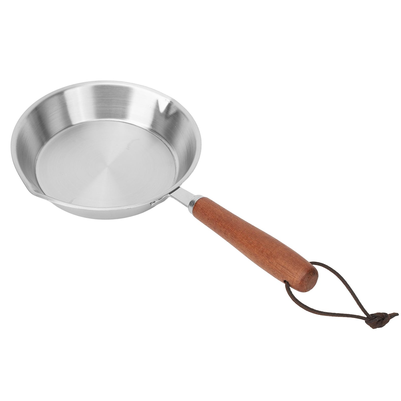 Wakects Padella in Acciaio Inossidabile, Padella con Manico in Legno Massello per Piano Cottura a Induzione Ristorante Uso Domestico Riscaldamento Anche Riscaldamento Veloce (16 cm)