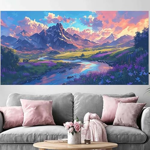 Diamond painting adulte vallée de la rivière grand format 80x240cm