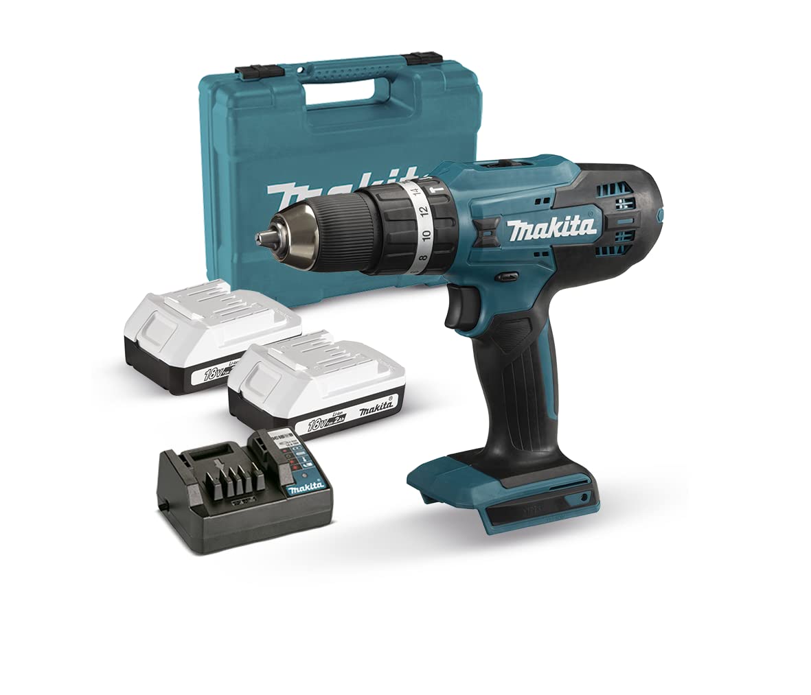 Makita HP488D006 Avvitatore E Trapano A Percussione 18 V Tipo G, 42 Nm, Fornito Con 2 Batterie Da 2,0 Ah Valigetta