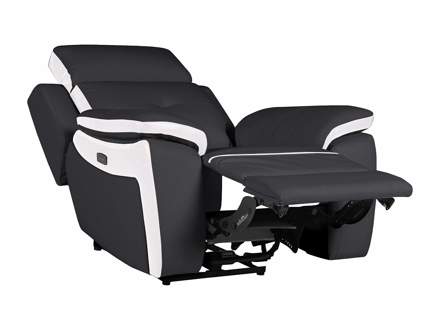 Vente-unique Fauteuil Relax électrique en Cuir Angelique - Noir/Blanc