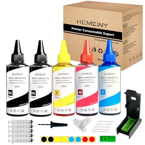 HEMEINY 500-ml-Tinten-Nachfüll-Kits, kompatibel mit Tintenpatronen 308 und 308e, funktioniert mit Envy 6122e 6532e 6520e 6132e 6530e 6120e 6110e 6558e 6110e 6130e Druckern