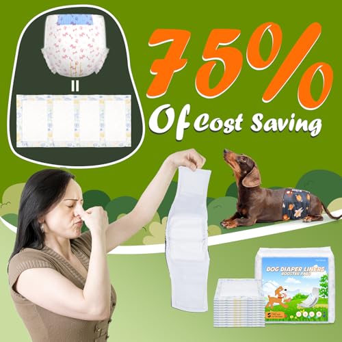 FurVeluxia Dog Diaper Liners 100ct, Disposable Booster Pads Male and Female Super Absorbent Doggie Period Diaper Inserts fit Most Puppy Diapers(Regular) - Thumbnail 4