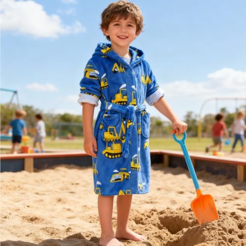 Image of Kids Bathrobe Hooded Plush Fleece Robe for Girls Boys
