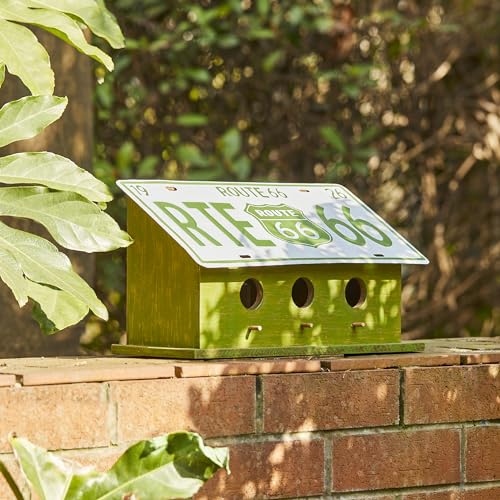 Glitzhome-14-L-Oversized-Hanging-Birdhouse-Green-Distressed-Wooden-Licence-Plate-Bird-House-for-Outdoor Glitzhome 14 L Oversized Hanging Birdhouse Green Distressed Wooden Licence Plate Bird House for Outdoor