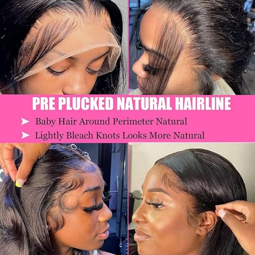 Image of 13x4 Lace Front Wigs Human Hair Pre Plucked with Baby Hair 150% Density Straight Brazilian Virgin Frontal Wigs Human Hair 13x4 Glueless HD Lace Closure Human Hair Wigs for Black Women(20 Inch)