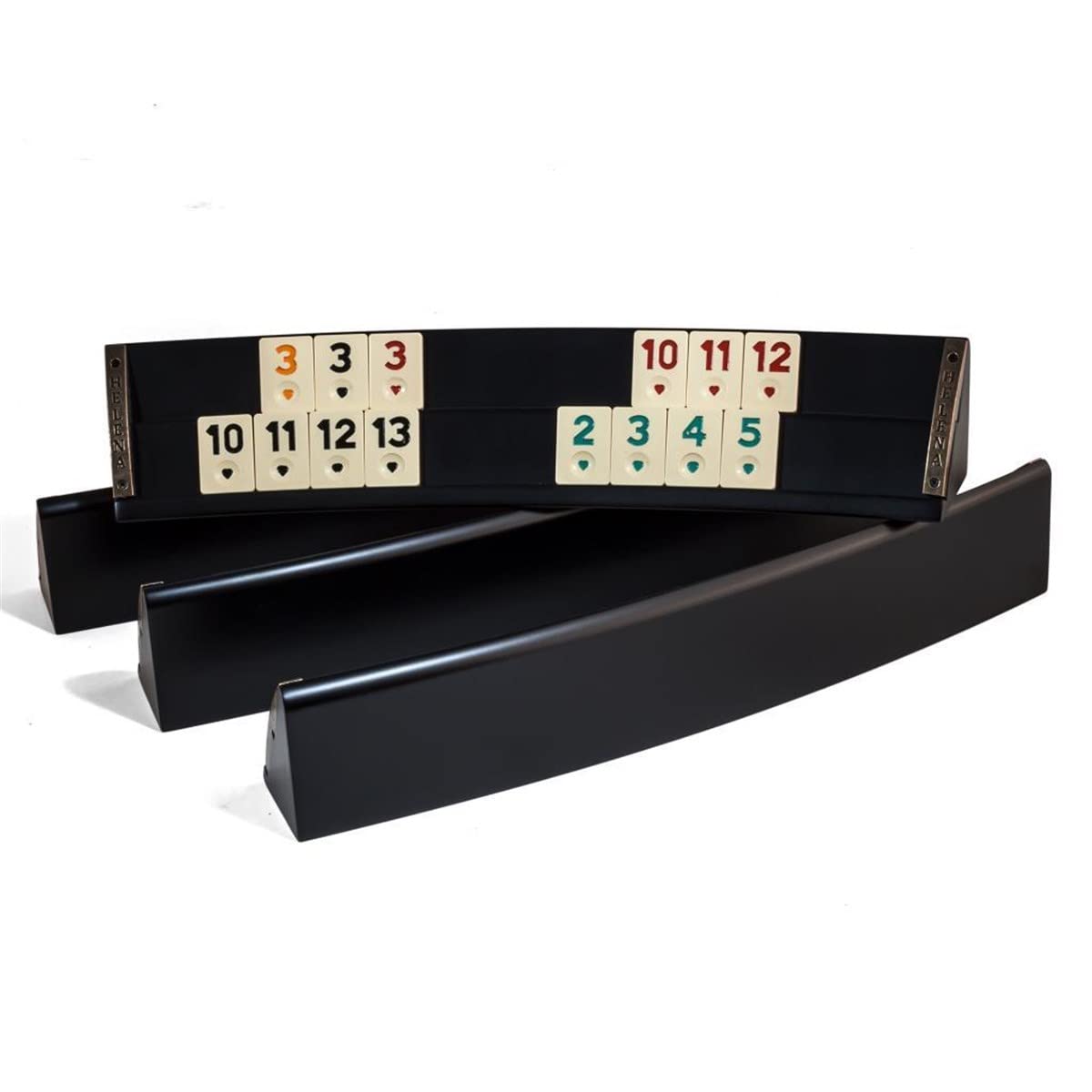 Helena Wood Art, Handgemachtes Oval Rummy Set aus Holz inklusive Tasche, Schwarz, 100% Holz, Deluxe Edition, Rummy, Okey Takimi, Melaminsteine