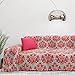 Byour3 - Funda De Sofá Algodón 3 4 5 Plazas Granfoulard Fantasía Damasco Tela Sofa Cubre Todo Protector De Sofás Chaise Longue Derecho Izquierdo Lavable (Rojo Rubí Damasco, 4 plazas 400x275 cm)