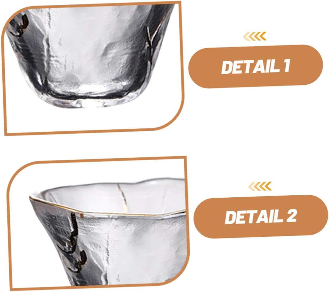Gold Rim Japanese Tea Cups Heat-resistant Glass Sake Set Elegant Drinking Cups