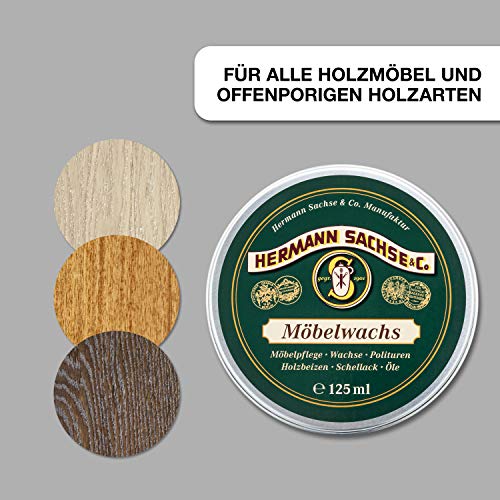 Möbelwachs Bienenwachs Natürliche Möbelpflege farblose Holzpflege aus Leinölfirnis & Carnaubawachs | Wasserdicht & abriebfest 125ml Poliermittel für Holzmöbel – Made in Germany