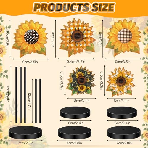 Image of Yousoontic 5 Pcs Summer Sunflower Table Decor Sunflower Standing Wooden Sign Summer Floral Centerpiece for Table for Home Kitchen Fireplace Mantel Shelf Tiered Tray Decor