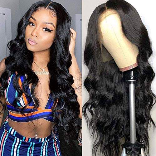 Unice Hair 13x4 Lace Front Human Hair Wigs Brazilian Body Wave Human Hair Wig for Black Women Pre Plucked with Baby Hair Natural Black 150% Density (12 inch)